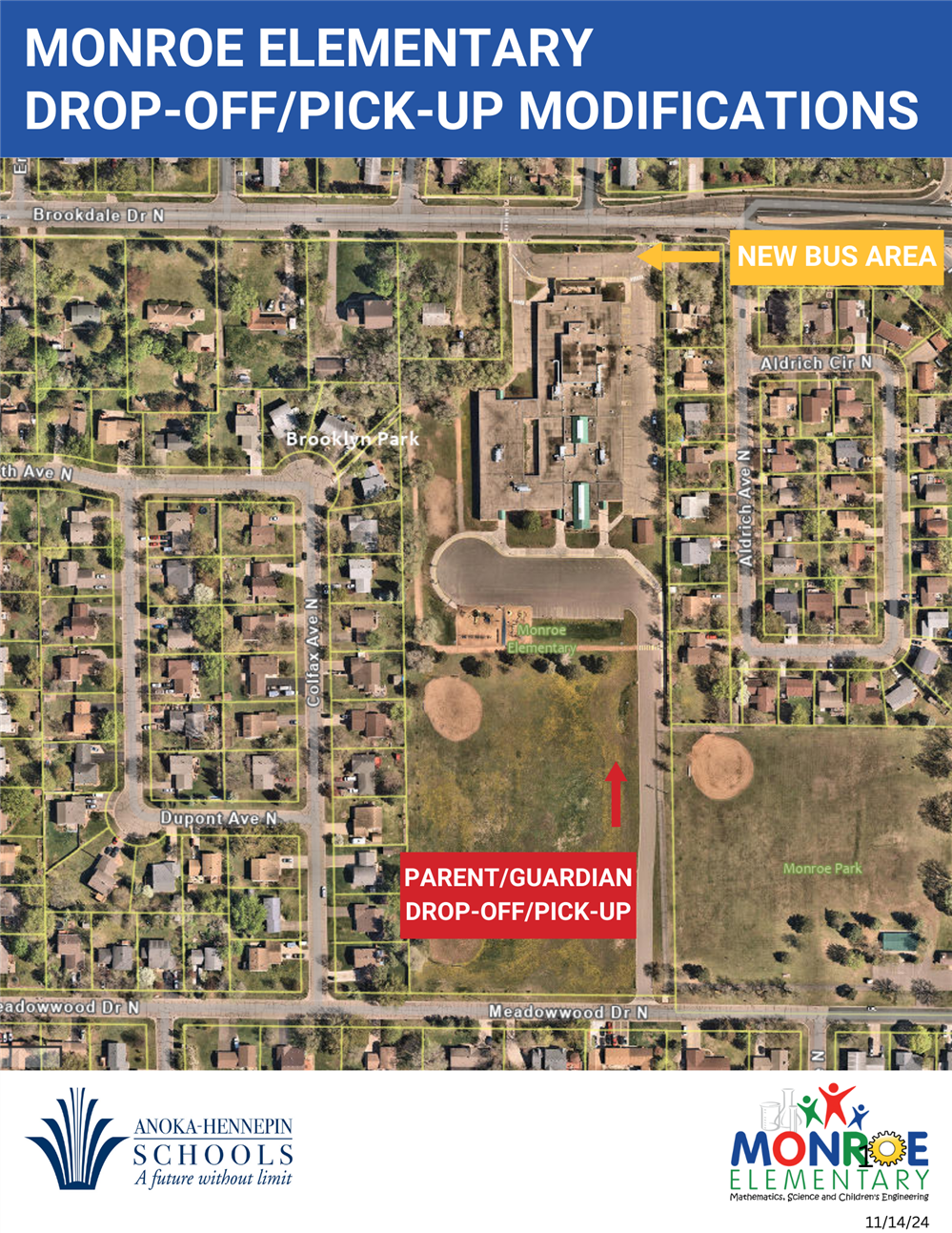  Monroe Elementary new traffic modifications map 